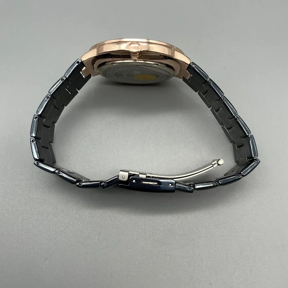 Curren M-8321 Mens Watch 42mm Blue Dial Bracelet Rose Gold Tone New Battery 8.5